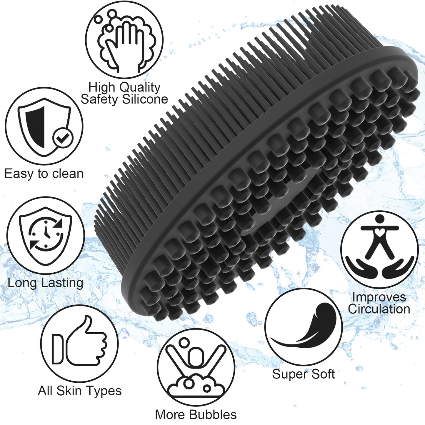 Soft Silicone Body Scrubber, Exfoliating Shower Scrubber for Cleansing Skin, Lathers Well