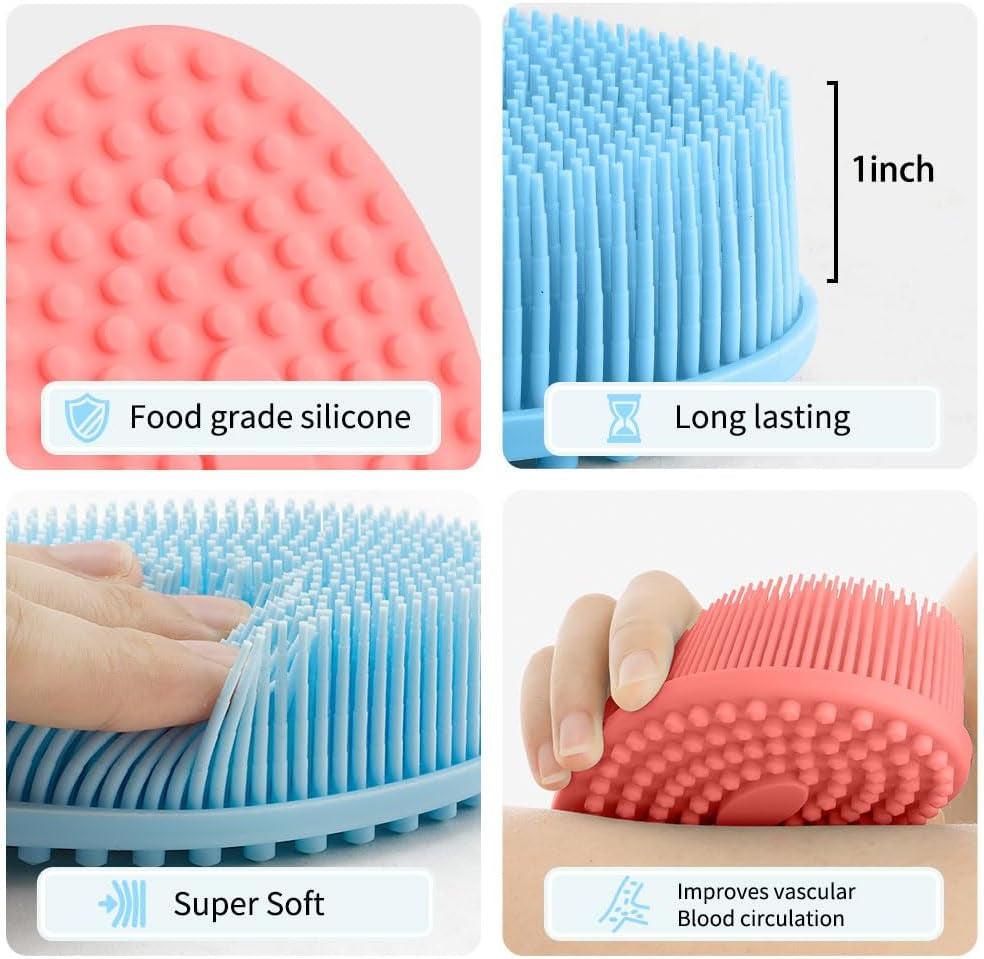 Silicone Body Scrubber, Exfoliating Body Scrubber Silicone, 3Pack Soft Loofah Silicone Body Scrubbers for Use in Shower, Shower Scrubber for Body, Silicone Scrubber Men Women for All Skin