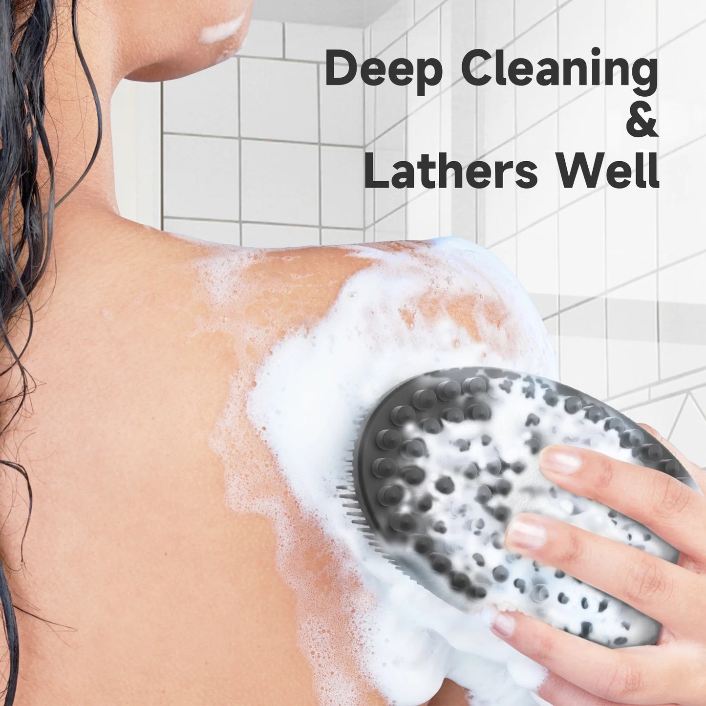Soft Silicone Body Scrubber, Exfoliating Shower Scrubber for Cleansing Skin, Lathers Well