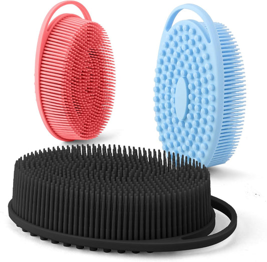 Silicone Body Scrubber, Exfoliating Body Scrubber Silicone, 3Pack Soft Loofah Silicone Body Scrubbers for Use in Shower, Shower Scrubber for Body, Silicone Scrubber Men Women for All Skin